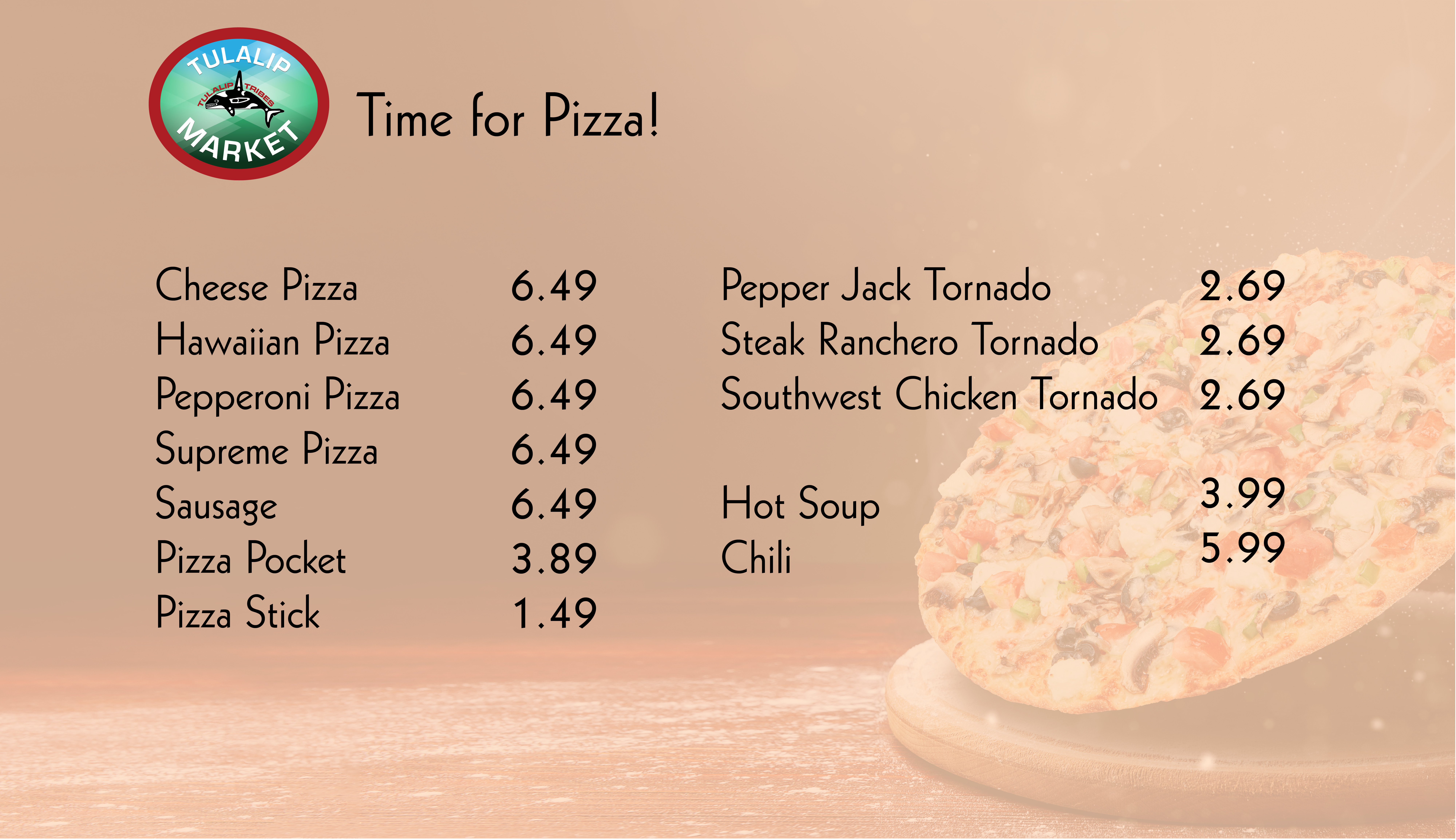 Tulalip Market Pizza menu